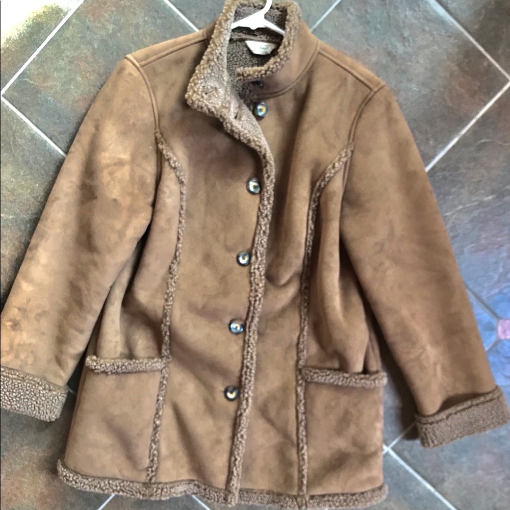 COPY - L.L bean brown faux suede shearling coat